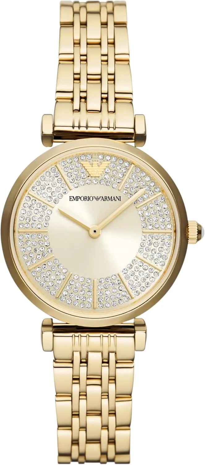 chilly limner prohibitive greenish hair Steel Band Emporio Armani Women's Dress Watch with Stainless 