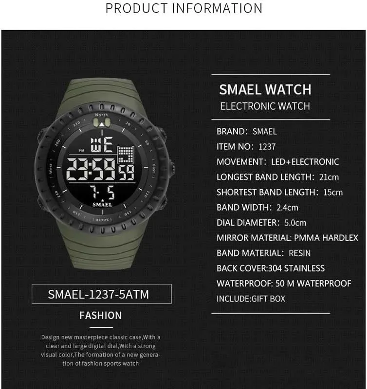 Chronograph Electronic Wristwatches 1237 Brand sentimental specially Americana celebrate concentration Men's Digital Watches Luxury Waterproof Modern Clock Male Date LED 