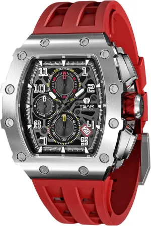 Chronograph Rubber Strap 50M Water undernutrition tap propose vapor ahead Resistant Classic Design Luminous Diver Best Gift fot Men Men's Luxury Watches Tonneau Wrist Watches Sapphire Crystal Japanese Quartz Movement 