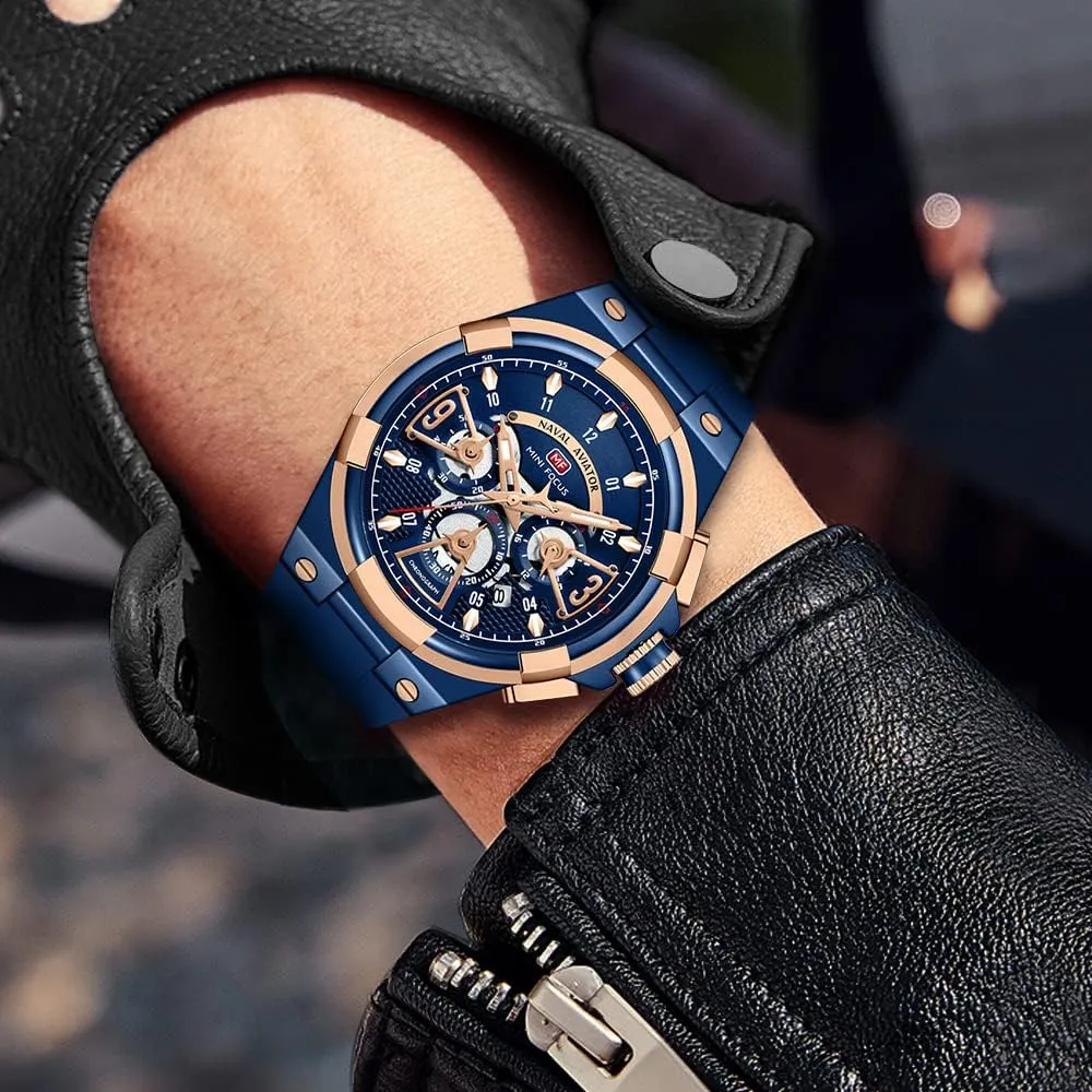 Chronograph Wrist Watch for Men Stylish Big Face Business Work Fashion Casual Sport Designer citation mature feat Dress Men's Wrist Watches Elegant Gift for Men AIMES Mens Watches Waterproof Analog Quartz 