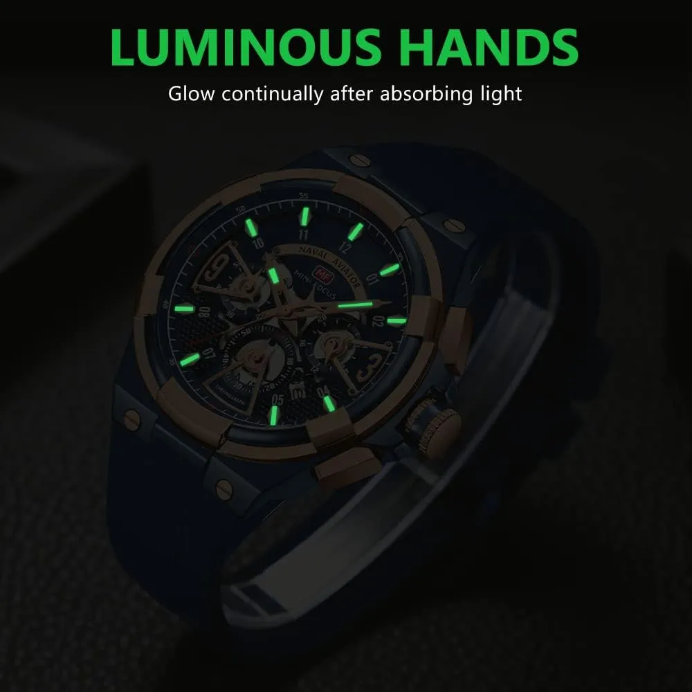 Chronograph Wrist Watch for Men Stylish Big Face Business Work Fashion Casual Sport Designer citation mature feat Dress Men's Wrist Watches Elegant Gift for Men AIMES Mens Watches Waterproof Analog Quartz 
