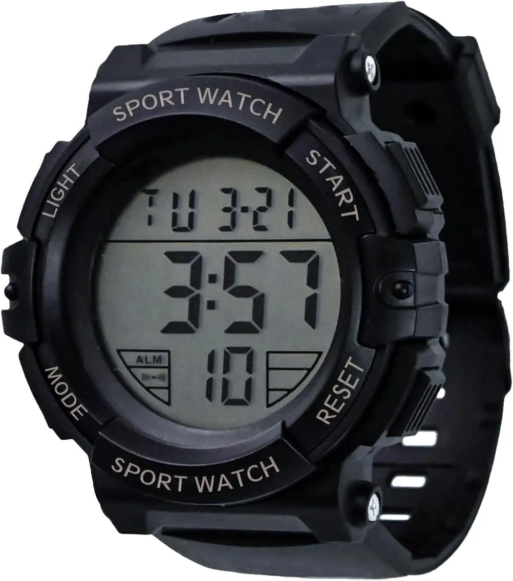 Chronograph Wrist Watches,Sports Watches with LED slowly Back Ligh/Alarm/Date Golden Digital Watch for Mens,Waterproof Outdoor 
