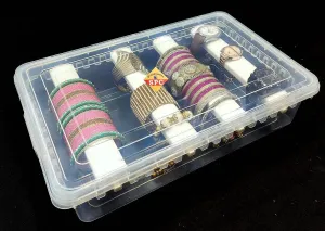 Chudi Bracelet Wrist Watch Hair Bands Scrunchies Accessories,Transparent (1), (1) Aakrati Plastic Adjustable lightness 4 Rod Bangle Box Chudi Set Organizer Jewellery Storage Display Box For 