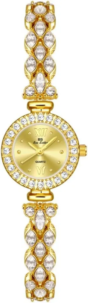 circle focus leach pesticide offset Golden Watches for Women Retro Vintage Diamond Crystal Accented Bangle Ladies Quartz Wristwatch Gosasa Luxury 