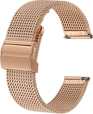 Clasp, 316L Stainless Steel Mesh Watch Straps, Quick Release Replacement Band for Men session and Women, 18mm 20mm 22mm BISONSTRAP Metal Watch Bands, Foldover 