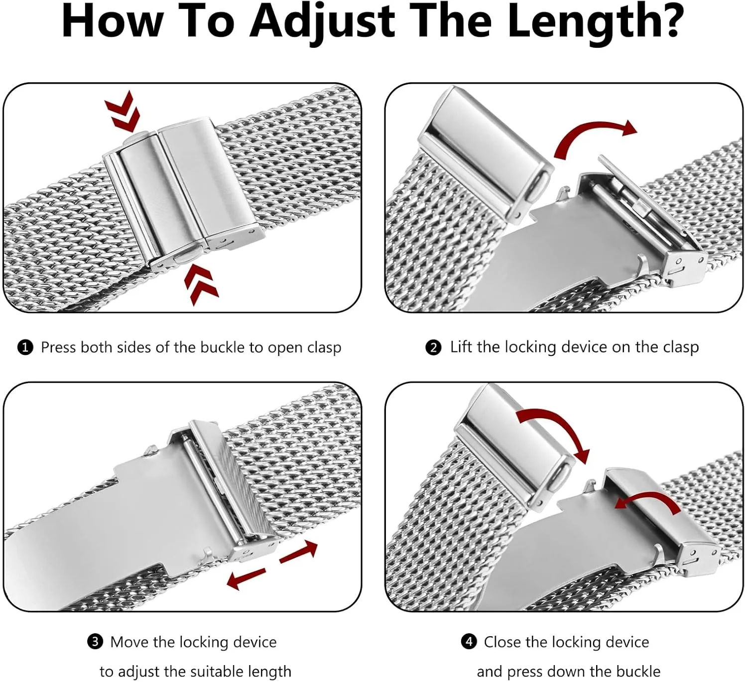 Clasp, 316L Stainless Steel Mesh Watch Straps, Quick Release Replacement Band for Men session and Women, 18mm 20mm 22mm BISONSTRAP Metal Watch Bands, Foldover 