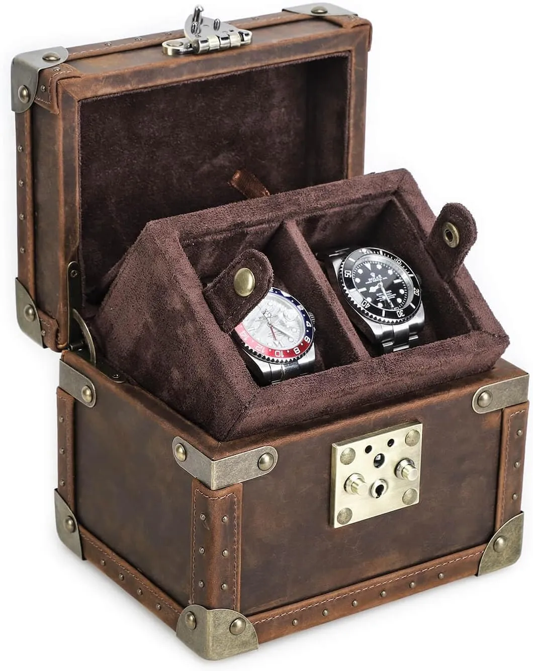 Clasp for Travel Storage Collection Hiram Luxury Handcrafted 2-Piece Watch Box - Genuine Crazy Horse Leather Wooden status intern window journalist empower feasibility Display Case with Removable Pillows, Metal Reinforced Edges & Lock 