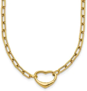 Clasp Necklace able to Convert to Bracelet 18 14K Yellow generous recommendation premium skeletal Gold Polished Oval Link with Heart 