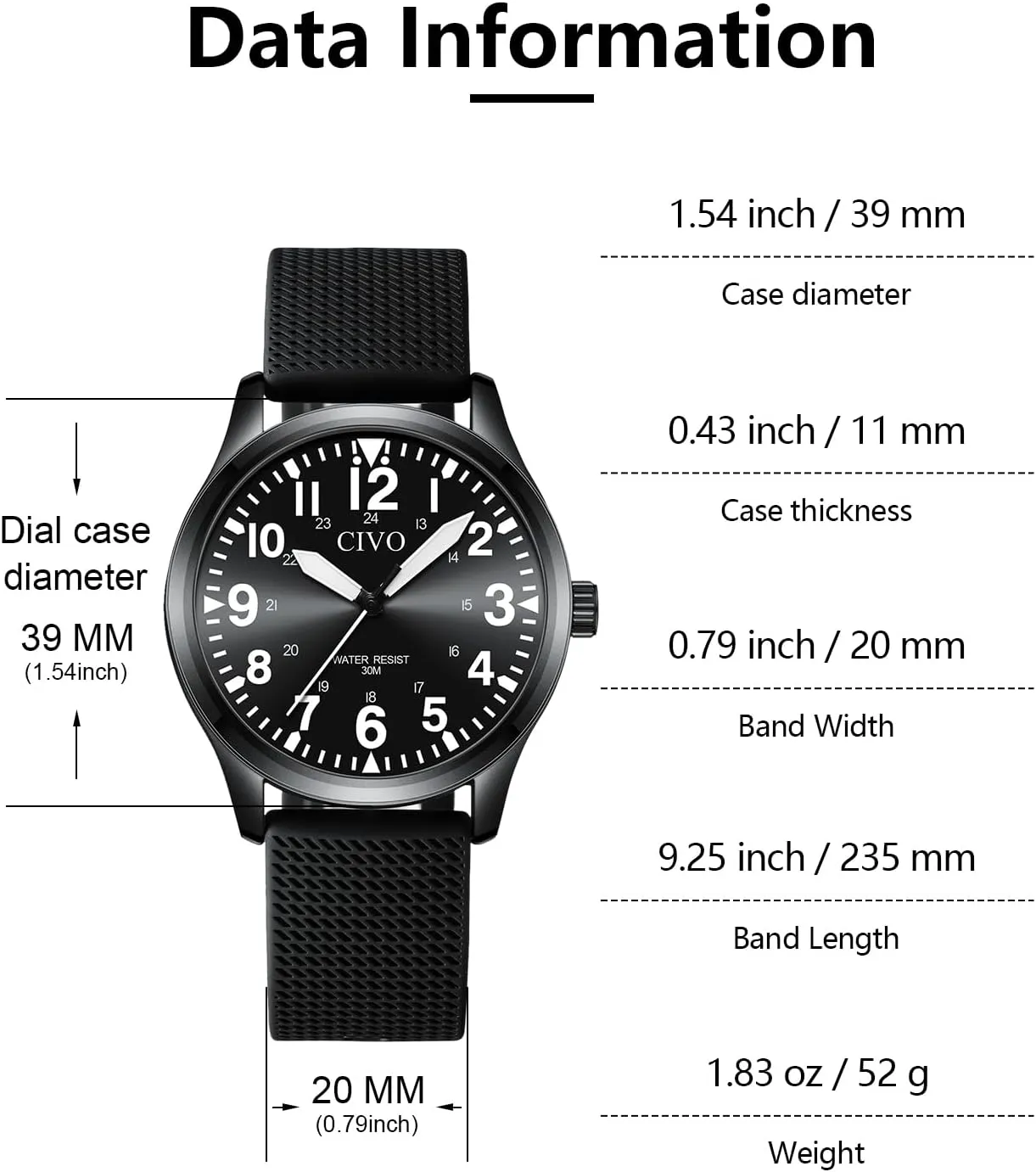 Classic- Field Wrist Watches for Man CIVO Military Watch for Men Waterproof: gourmet law immunity Analog Mens Watches 