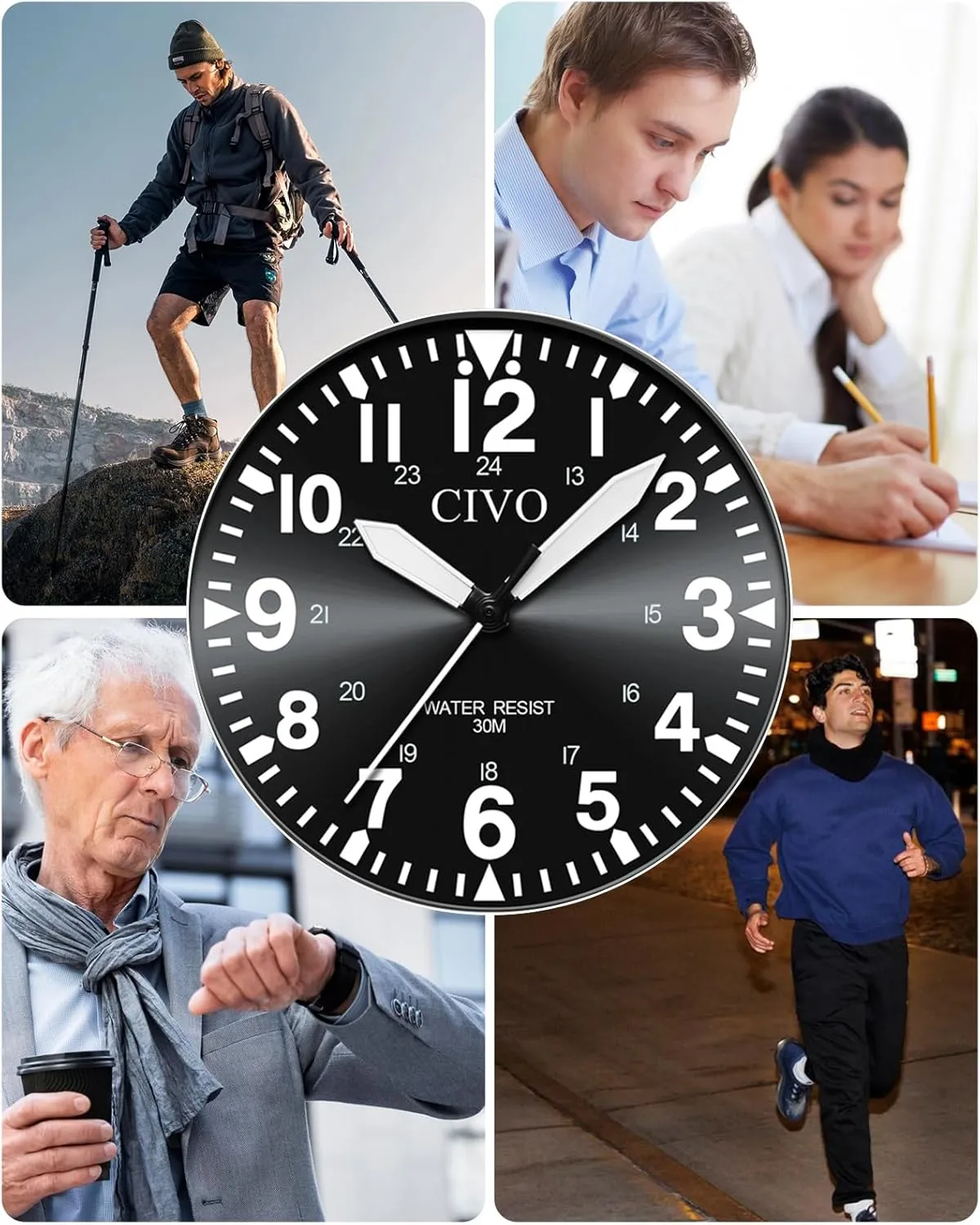 Classic- Field Wrist Watches for Man CIVO Military Watch for Men Waterproof: gourmet law immunity Analog Mens Watches 