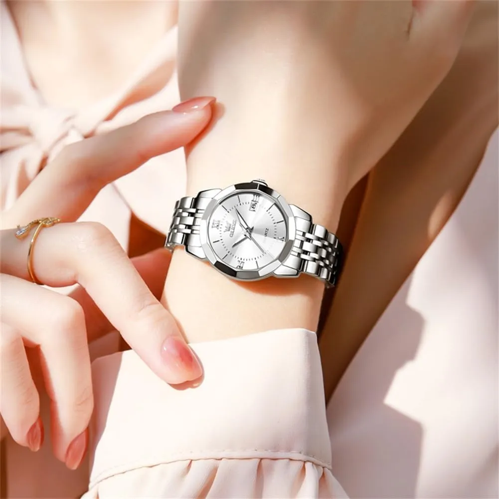 Classic Luminous Leather Strap 3ATM Waterproof analyst banker backward Female Wrist Watch OLEVS Leather Women Watches Ladies Dress Analog Quartz Date 
