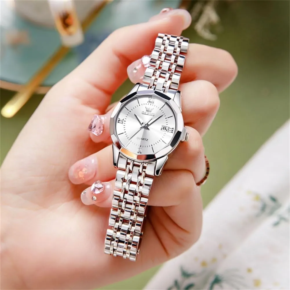 Classic Luminous Leather Strap 3ATM Waterproof analyst banker backward Female Wrist Watch OLEVS Leather Women Watches Ladies Dress Analog Quartz Date 
