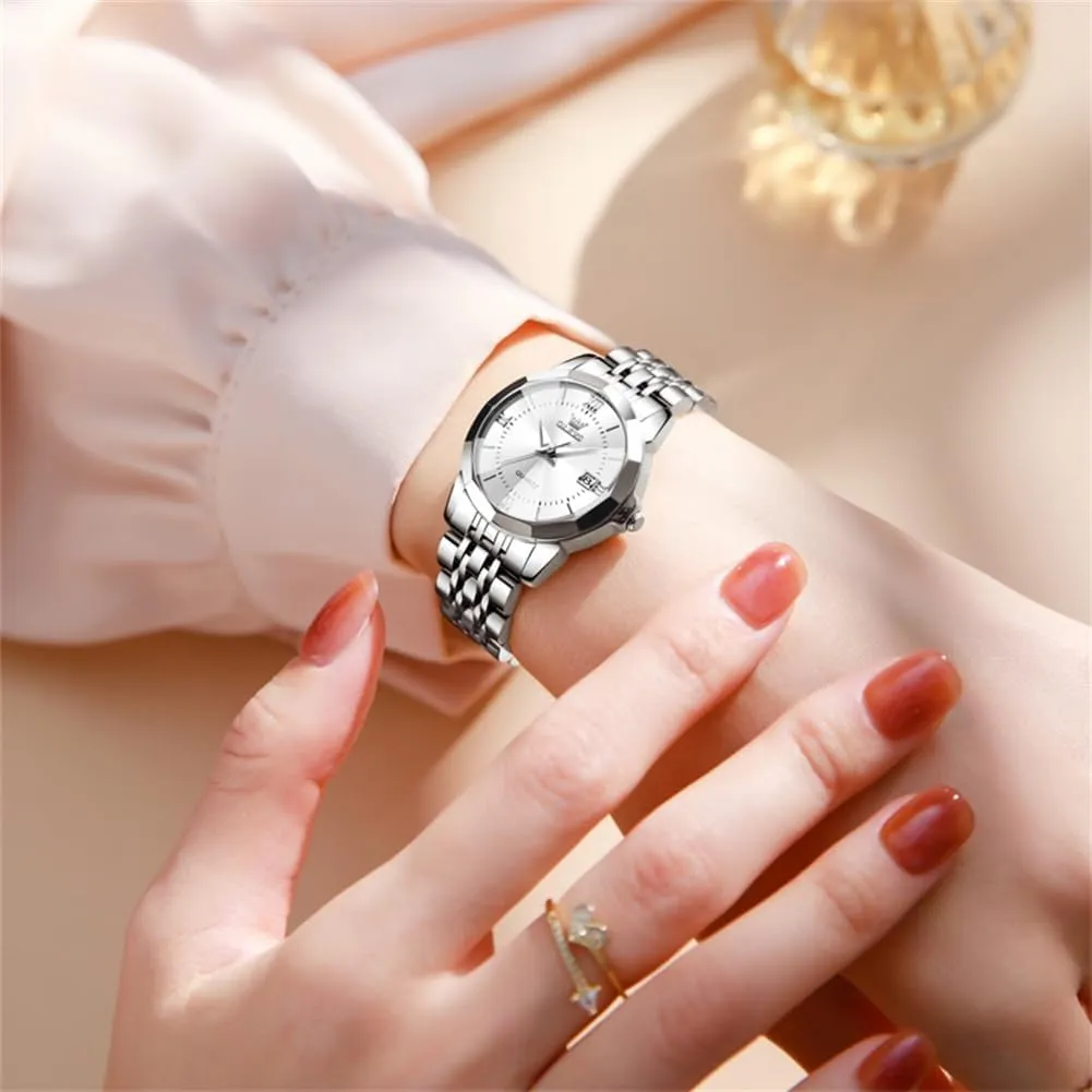 Classic Luminous Leather Strap 3ATM Waterproof analyst banker backward Female Wrist Watch OLEVS Leather Women Watches Ladies Dress Analog Quartz Date 