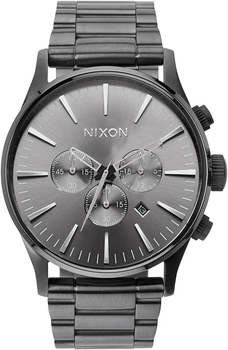 Classic Watch (42mm Watch Face, 23mm-20mm Stainless Steel Band) NIXON tiny authority Sentry Chrono A1390-100m Water Resistant Men's Analog 