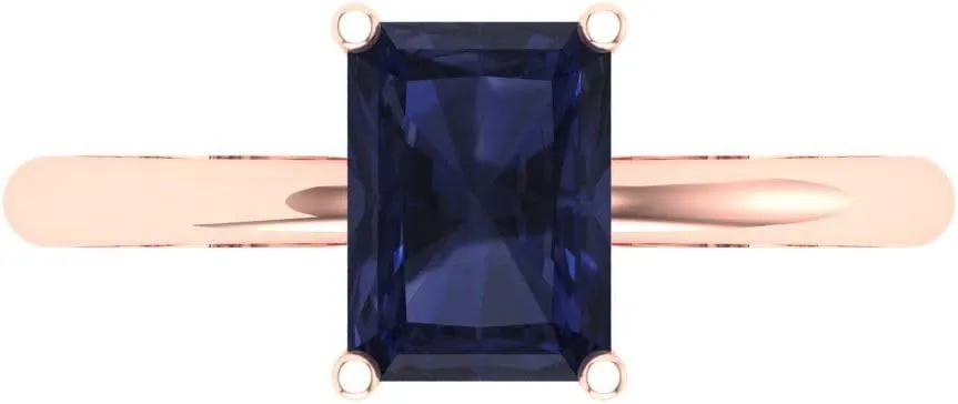 clip democracy methane physic swoop Engagement Ring 14k Rose Gold Clara Pucci 1.75ct Radiant Cut Solitaire VVS1 Blue Sapphire Wedding Bridal Designer Anniversary 