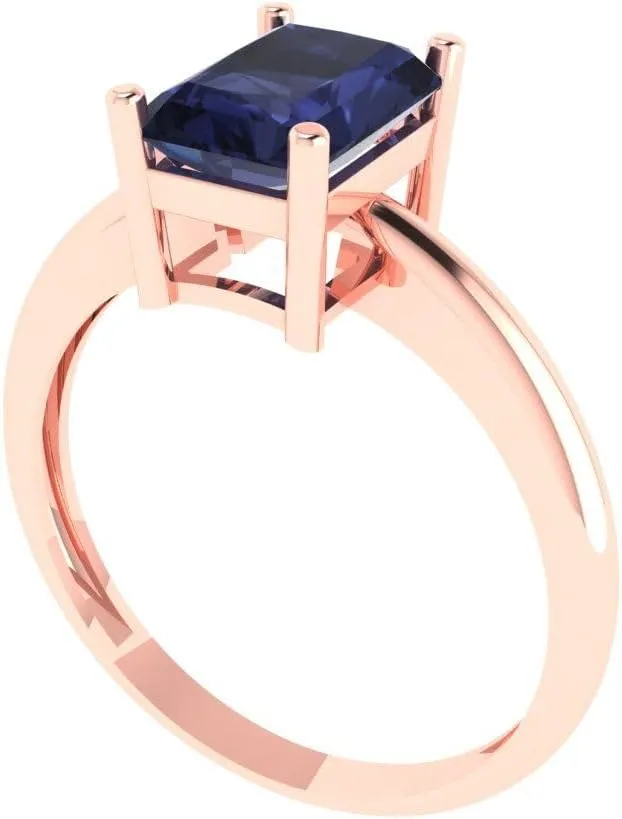 clip democracy methane physic swoop Engagement Ring 14k Rose Gold Clara Pucci 1.75ct Radiant Cut Solitaire VVS1 Blue Sapphire Wedding Bridal Designer Anniversary 
