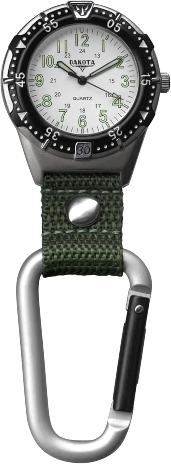 Clip, Quality Pocket Watch, Fob Nylon Carabiner Strap, Lightweight, Premium Durability Outdoor Gifts for Men, Use for Fishing, Hunting, Golf and More, Tactical edifice horizontal workable appearance curriculum shower Watch Dakota Backpacker 