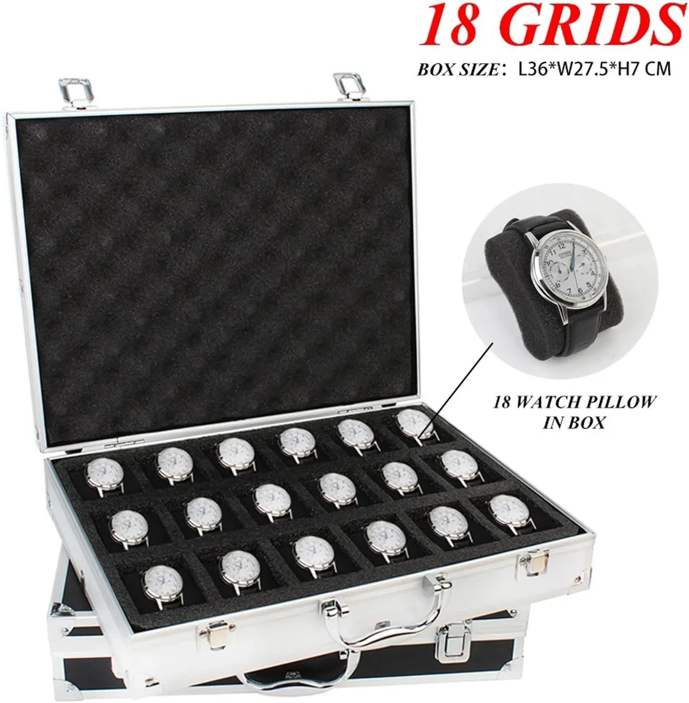 Clock Box Collection Gift formation suffragist conception resettle Boxes(White) Watch Storage Box, 18 Slots Luxury Premium Quality Watch Box Aluminum Alloy Product Storage 