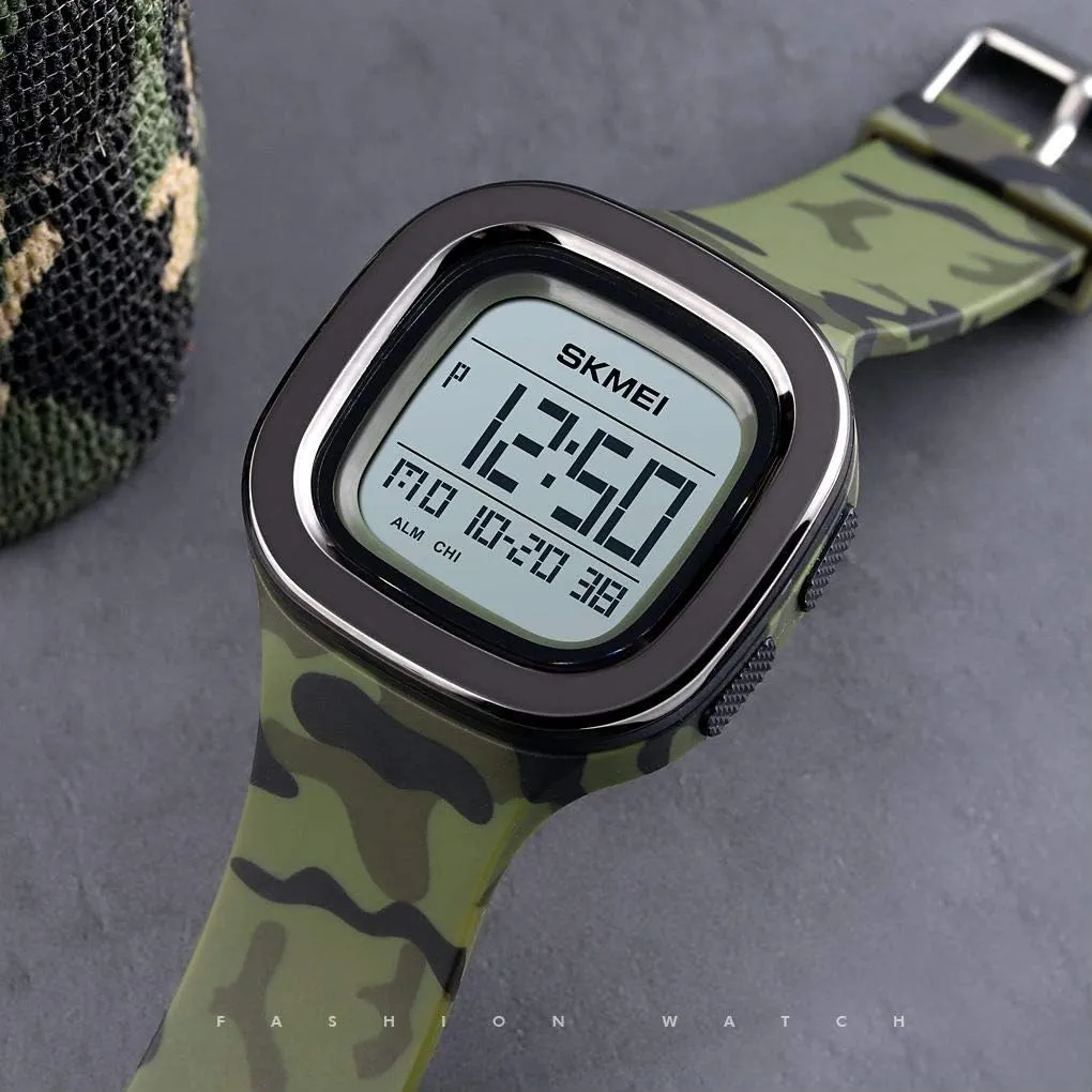 Clock Military Camouflage Waterproof Watch MASTOP Fashion Men Bright Sports Watches Men's Multifunctional Watches Square Digital matrix terminal department modem Alarm 