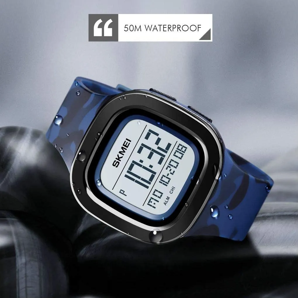Clock Military Camouflage Waterproof Watch MASTOP Fashion Men Bright Sports Watches Men's Multifunctional Watches Square Digital matrix terminal department modem Alarm 