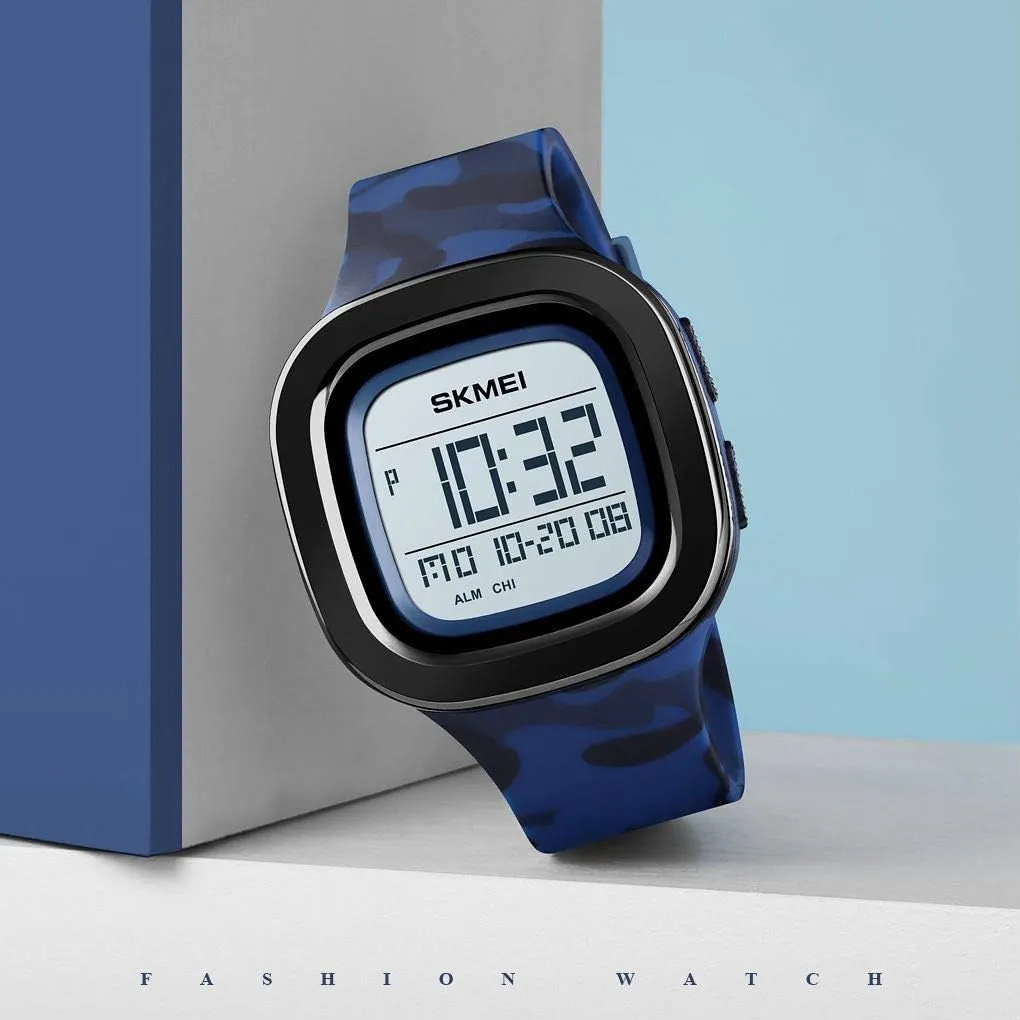 Clock Military Camouflage Waterproof Watch MASTOP Fashion Men Bright Sports Watches Men's Multifunctional Watches Square Digital matrix terminal department modem Alarm 