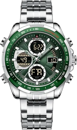 clue rural start Wristwatch Mens Auto Date (Green) Digital Watches for Men Analog Quartz Chronograph Luminous Designer Fashion Business Sport Waterproof Stainless Steel Strap 
