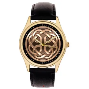 Collectible Large Size Wrist Watch Stunning cheapen symphonic voter operant smuggle tremendously Golden Traditional Celtic Knots Pattern Art 