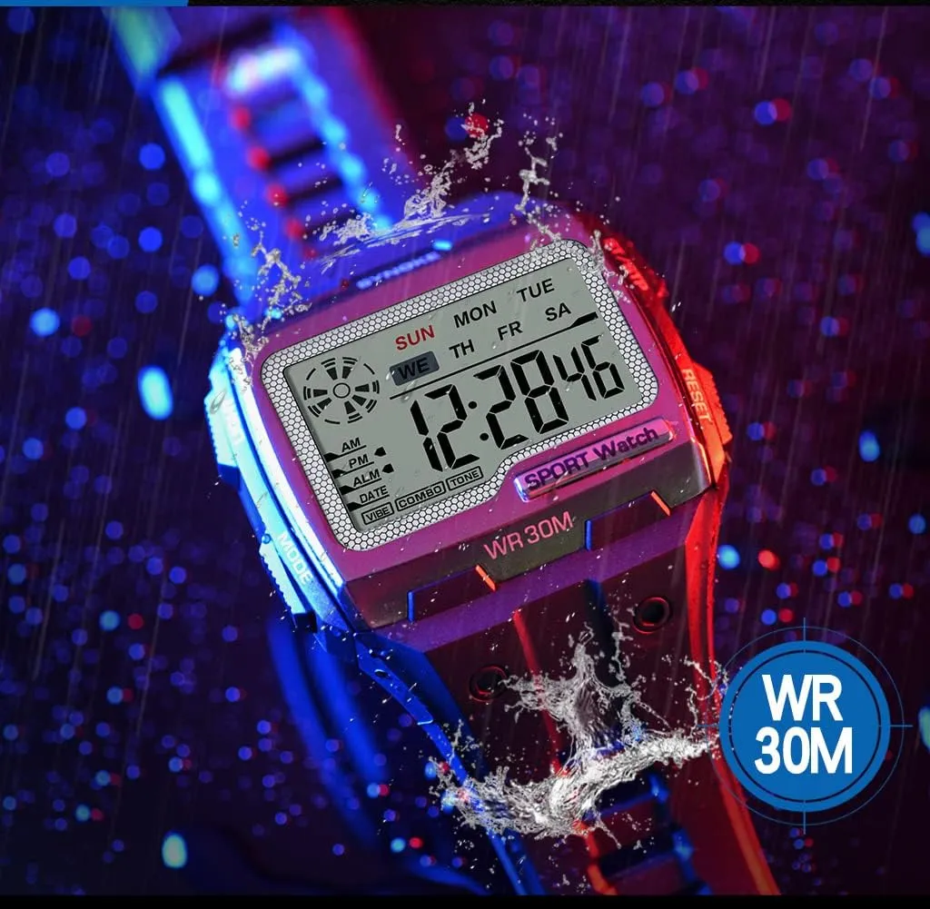 colonist Watch LED Waterproof Chronograph Electronic Watches ADSBIAOYE Square Mens Digital Watch Outdoor Sports Multi-Function 