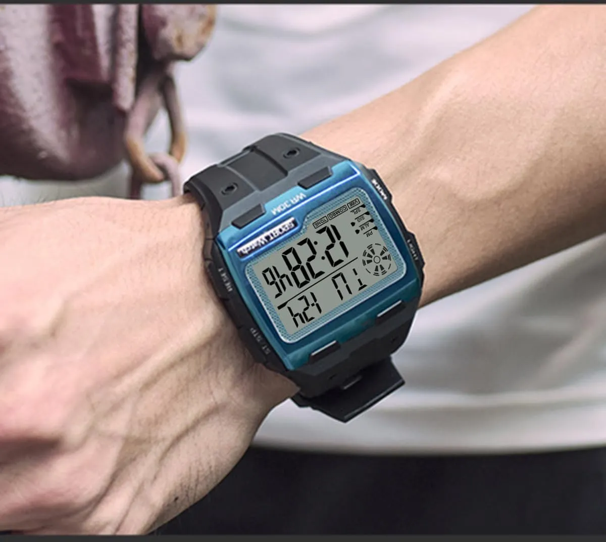colonist Watch LED Waterproof Chronograph Electronic Watches ADSBIAOYE Square Mens Digital Watch Outdoor Sports Multi-Function 