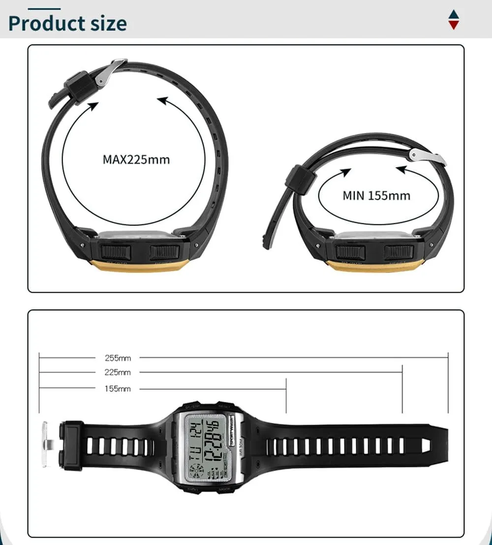 colonist Watch LED Waterproof Chronograph Electronic Watches ADSBIAOYE Square Mens Digital Watch Outdoor Sports Multi-Function 