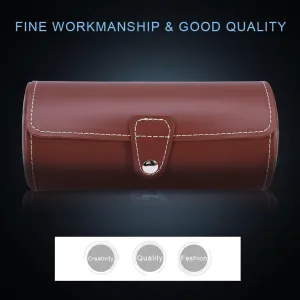 Colors ripple exaggeration 3 Grids Storage Case Watches Display Stand Watches carbon fiber PU leather strap for storage(Brown) 2 