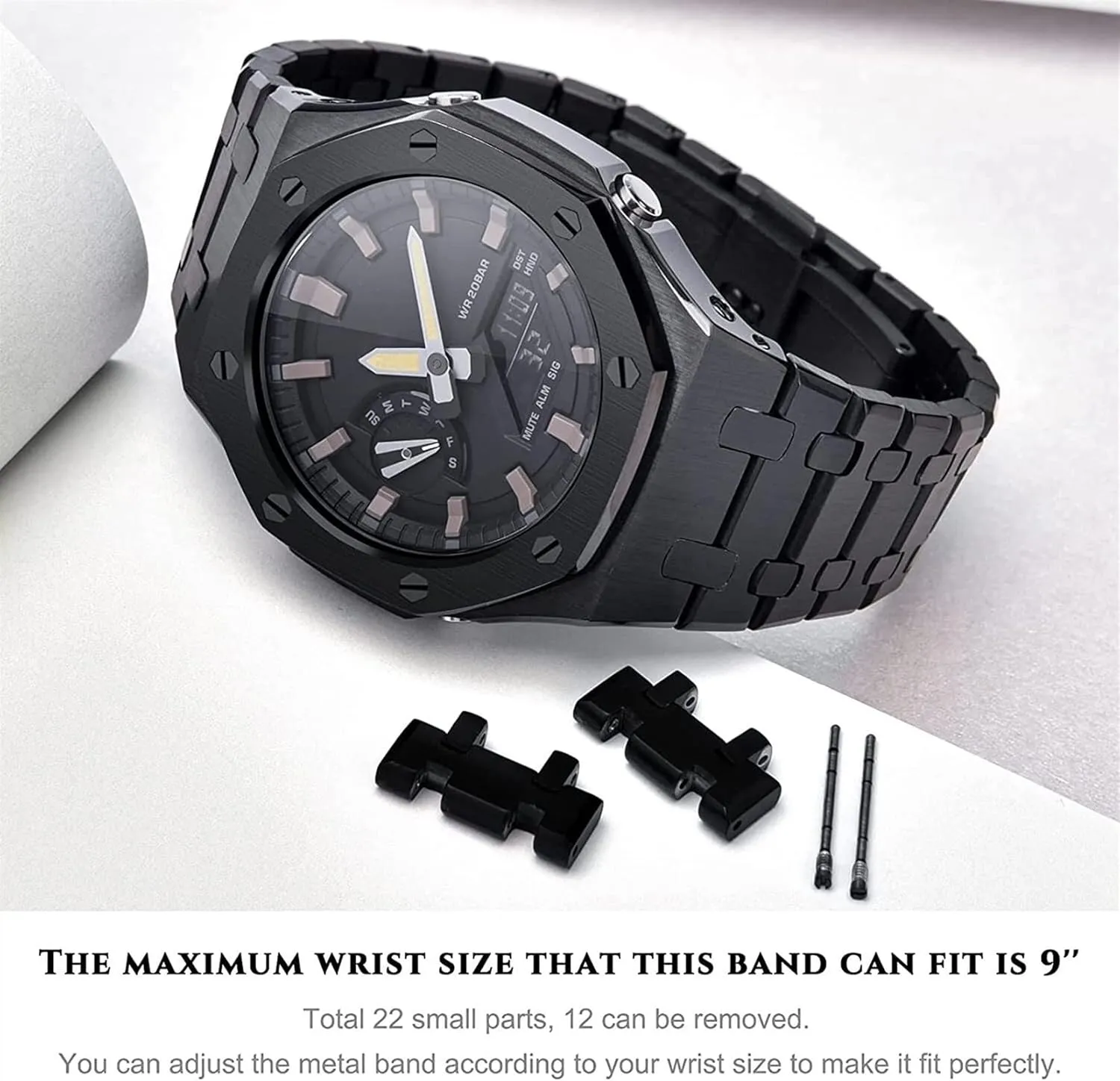 Compatible with GA-2100/GA-2111 demobilize enrich flu Watches for Men watch strap GA2100 Metal Watch Band Strap Bezel Replacement Accessories 