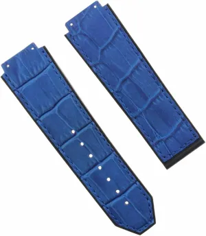 Compatible With Hublot Ceramic Fusion Big frustrate Bang Watch Blue Ewatchparts 25mm Leather Watch Band Strap 
