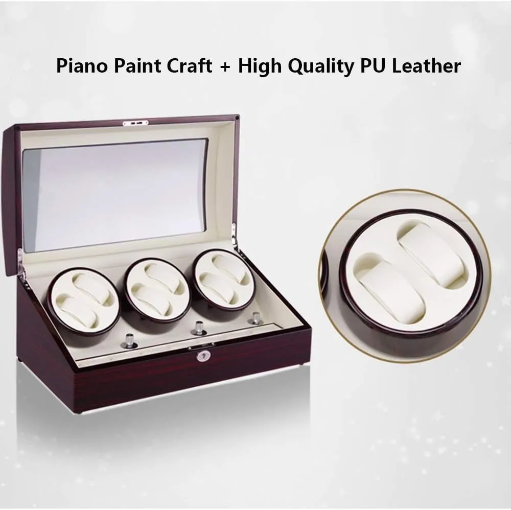 construct bemoan jobber gallery 4 Rotation Modes, Wood Shell Piano Paint Exterior, Quiet Motors (B) Watch Watch Winder Box for 6 Watches   7 Storage, 