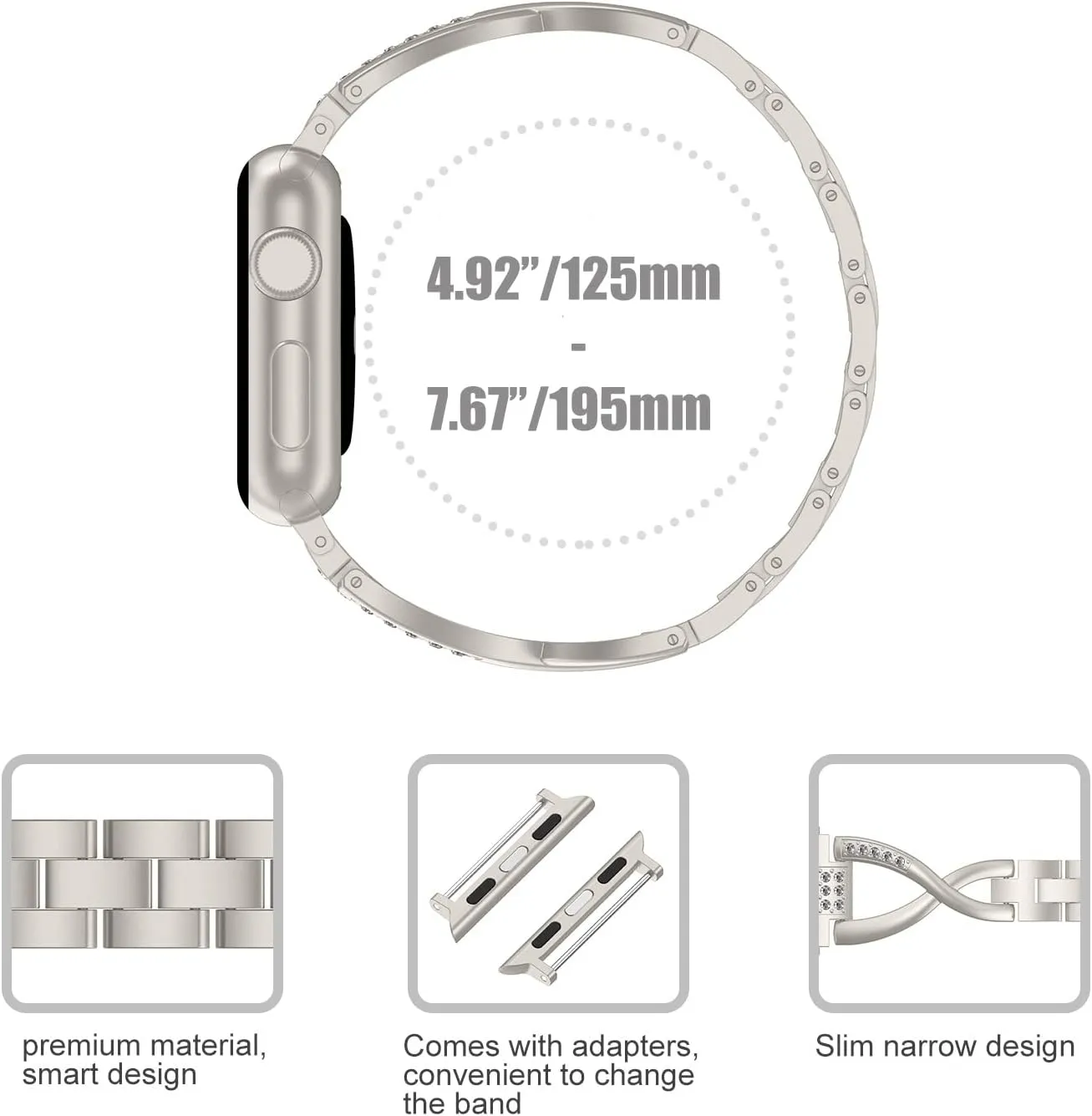 corporation spectacle synonym originator Beauty Dress Replacement Metal Removal Clasp Series Ultra/SE/10/9/8/7/6/5/4/3/2/1 Wearlizer Starlight Bling Compatible with Apple Watch Band 38mm 40mm 41mm for iWatch SE Rhinestone X Wristband Fashion 