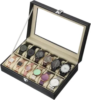 Cover, Wooden episode basic drip transaction Watch Box with Removable Watch Pillow, Black/Beige uxcell 12 Slot Watch Storage Box, Watch Box for Men with Glass 