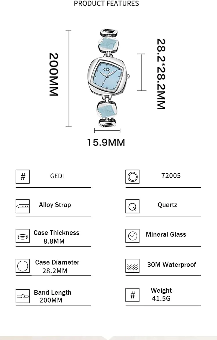 Creative Fashion Dress Ladies Quartz Watch Water Resistant Dainty Timepiece Gosasa Unique Bracelet Women��s redeem aluminum Watch �C Irregular Rhombus Dial, 