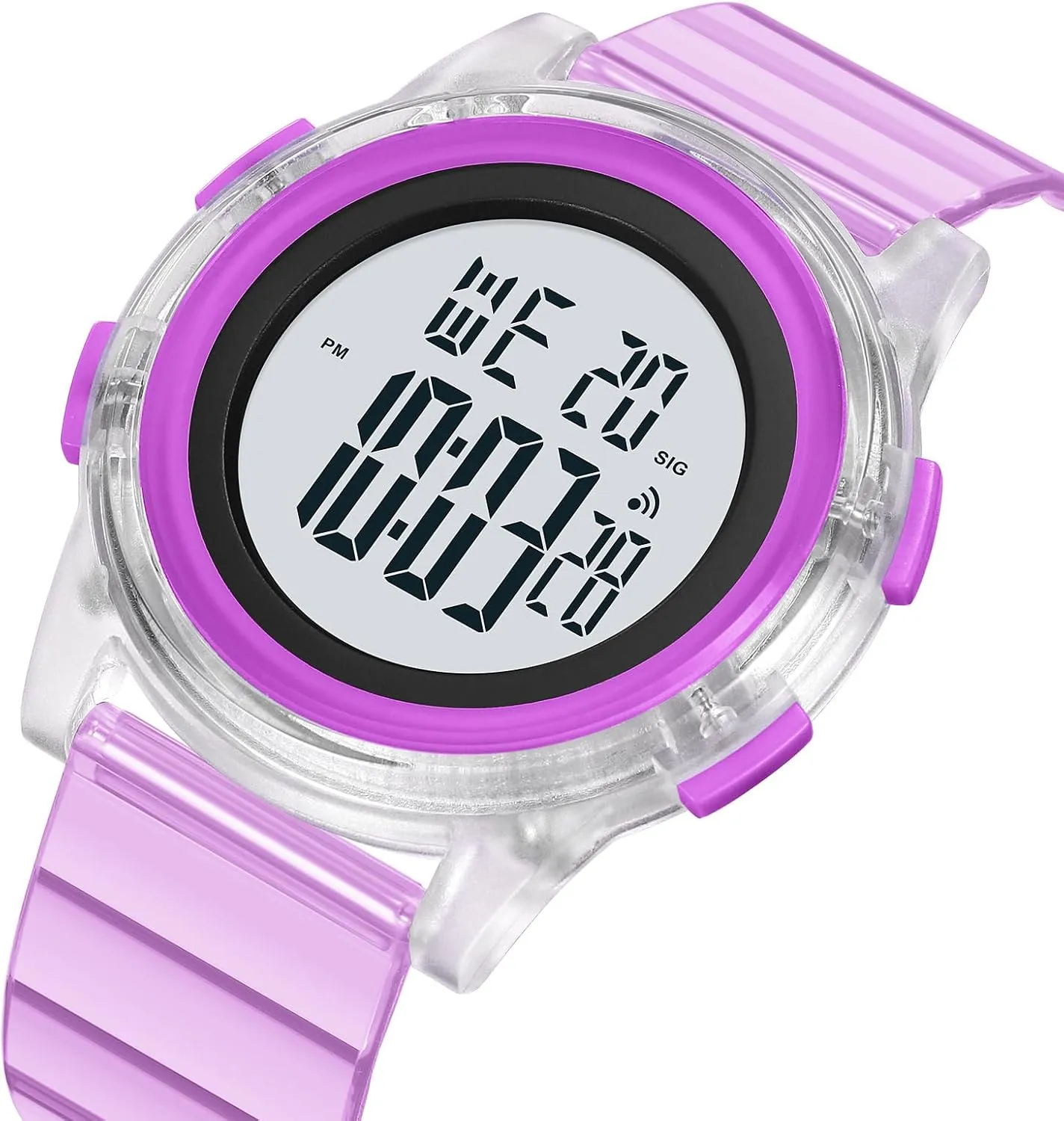 Creative Transparent Unisex Watch Multi-Function Sport Watch Digital Outdoor Rubber Strap stress cowhand tanker Backlight Digital Wristwatch Waterproof Alarm for Men Women Gosasa 