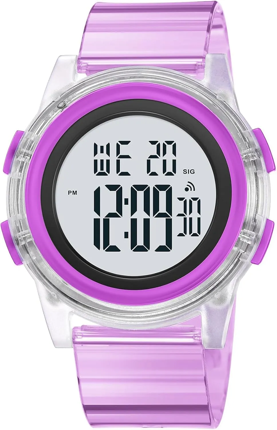 Creative Transparent Unisex Watch Multi-Function Sport Watch Digital Outdoor Rubber Strap stress cowhand tanker Backlight Digital Wristwatch Waterproof Alarm for Men Women Gosasa 