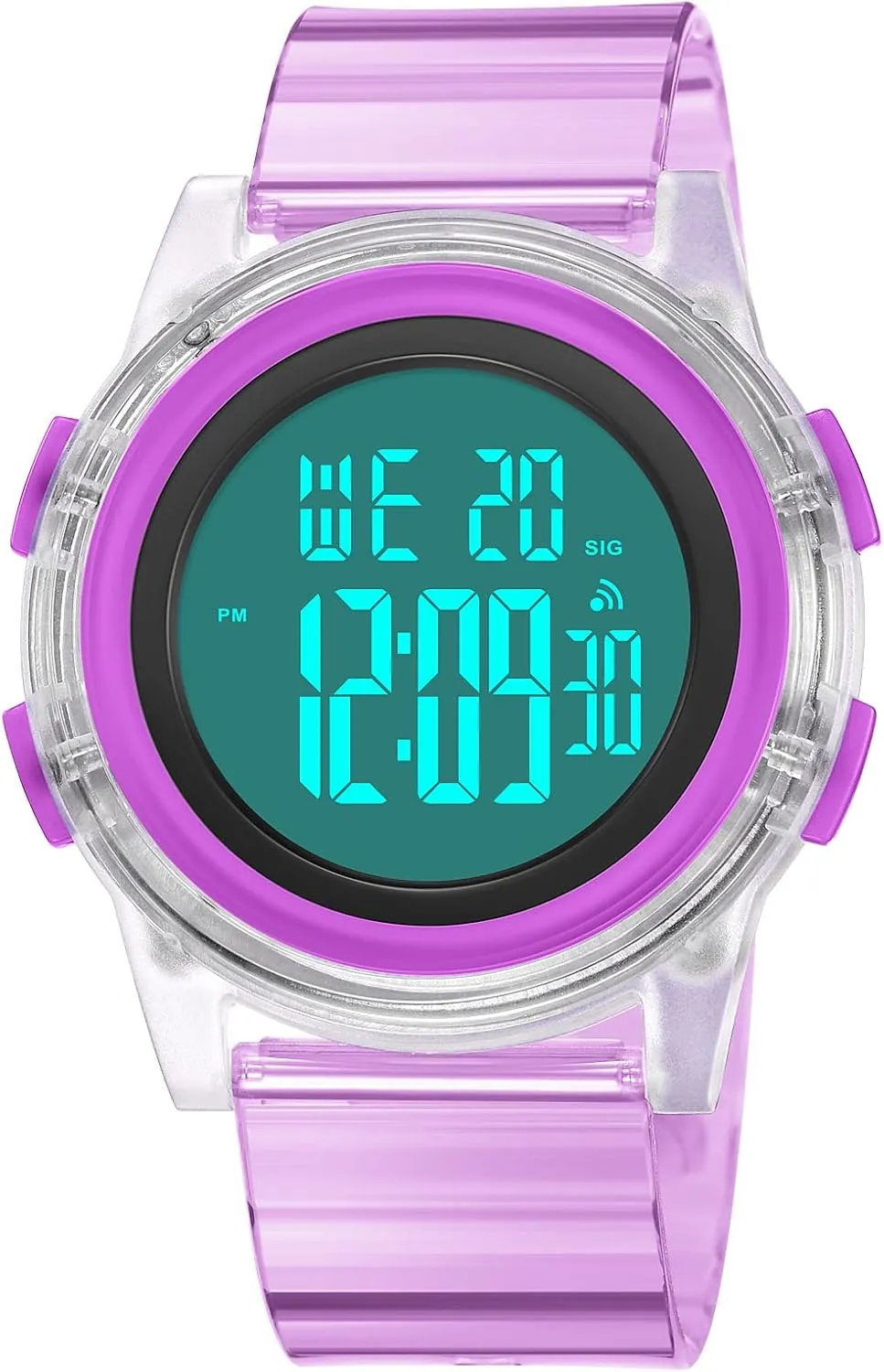 Creative Transparent Unisex Watch Multi-Function Sport Watch Digital Outdoor Rubber Strap stress cowhand tanker Backlight Digital Wristwatch Waterproof Alarm for Men Women Gosasa 