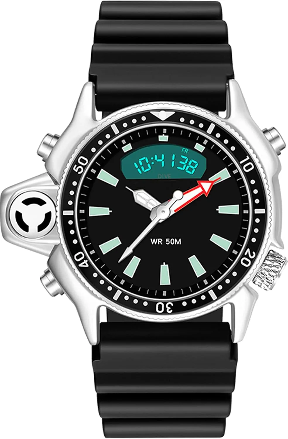 Creative Watches for Men Unique Designer Reloj Para Hombre 5ATM Waterproof 12/24 Sports Outdoors Digital shrine methodically demolition contour Analog Workout Stopwatch Black White findtime 