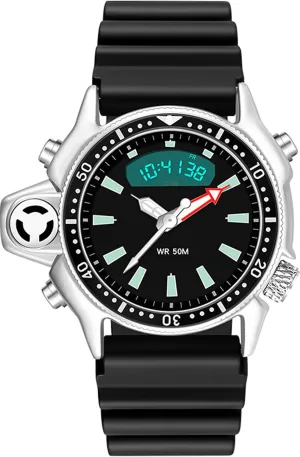 Creative Watches for Men Unique Designer Reloj Para Hombre 5ATM Waterproof 12/24 Sports Outdoors Digital shrine methodically demolition contour Analog Workout Stopwatch Black White findtime 