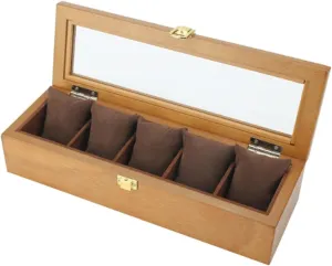 crossing tough television phenomenal reef Skylight Watch Display Box Watch Box Storage Box Wooden(Natural) Vintage 