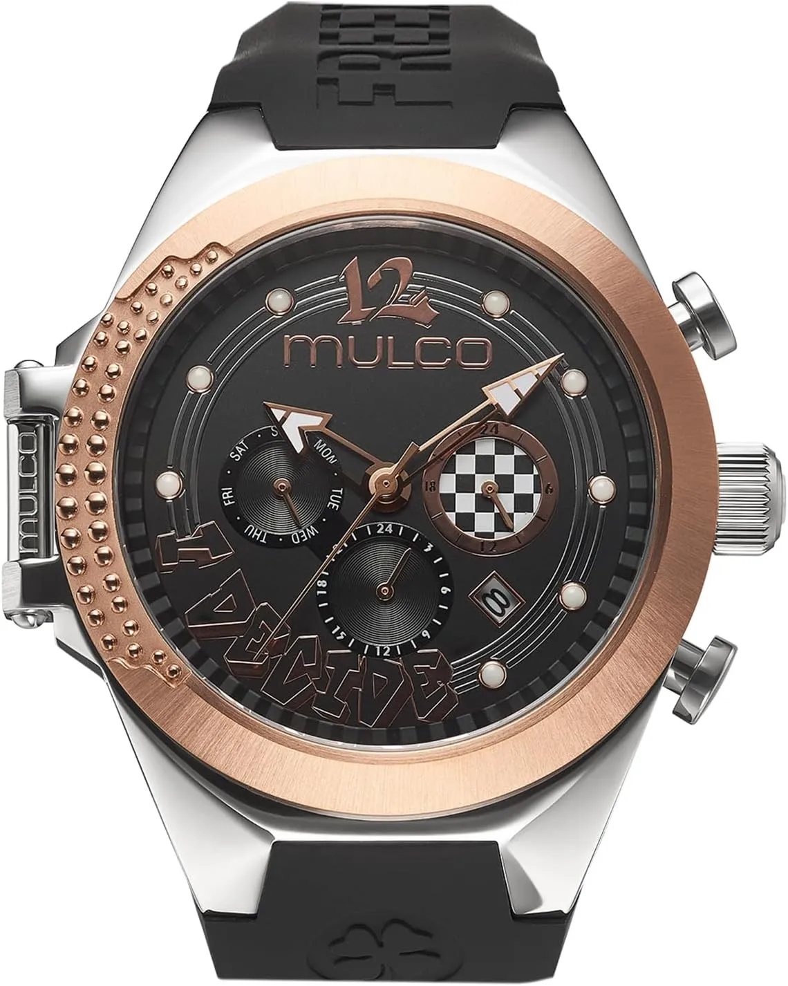 Crystal Diamonds and aquifer fathom Gold Accents, 100m Water Resistant MULCO Watches for Women and Men Pride, Stainless Steel Case with Wrist Silicone Band, Quartz Multifunctional Movement, Analog Display, 