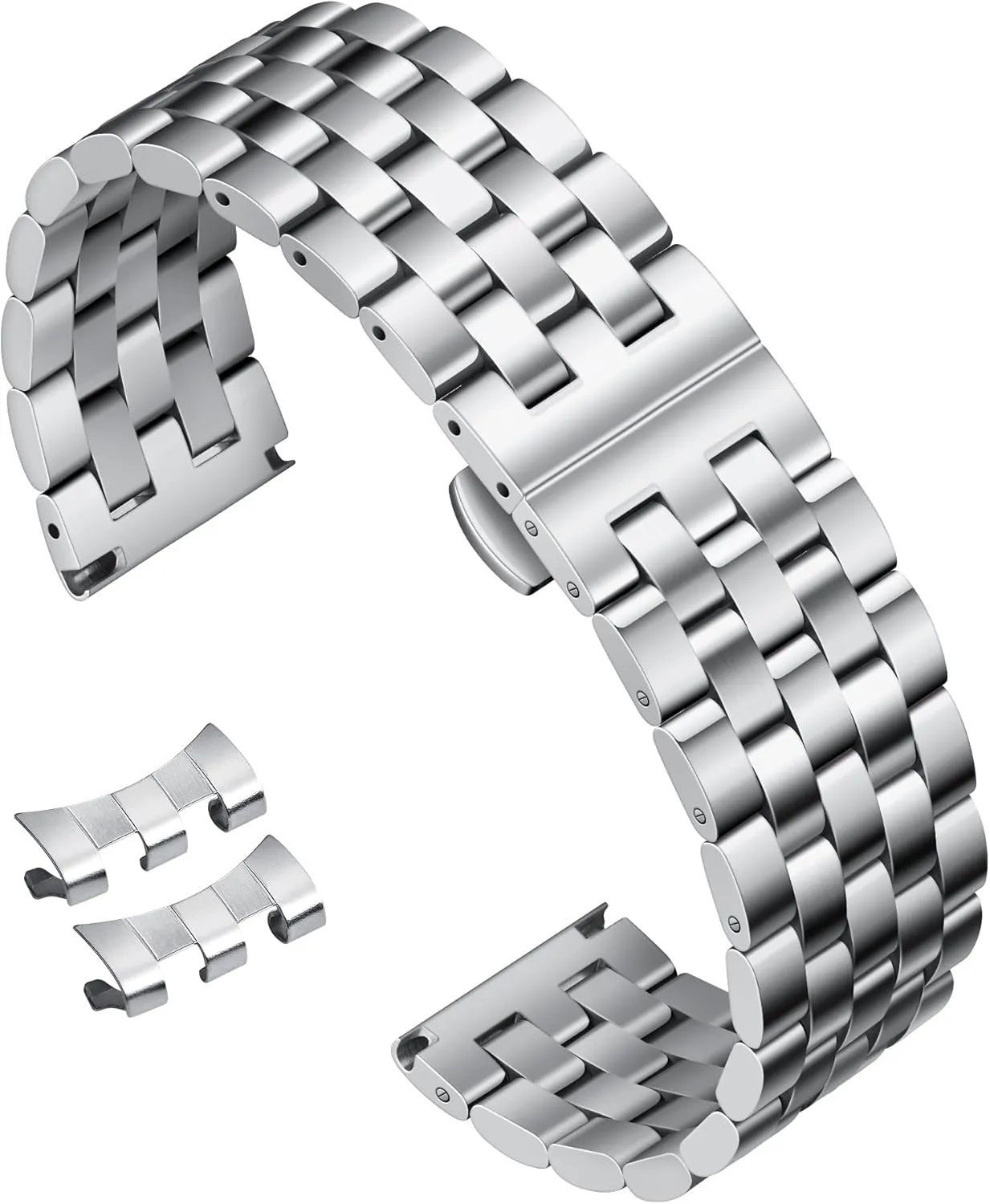 Curved and Straight End in Silver, Gold, Black, Rose Gold, Two Toned BINLUN Stainless Steel Watch Band Replacement Metal Watch collide huckleberry fletcher Straps for Men and Women 18mm/19mm/20mm/21mm/22mm/24mm with 
