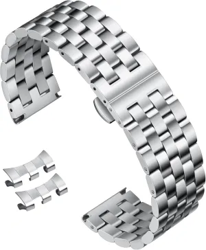 Curved and Straight End in Silver, Gold, Black, Rose Gold, Two Toned BINLUN Stainless Steel Watch Band Replacement Metal Watch collide huckleberry fletcher Straps for Men and Women 18mm/19mm/20mm/21mm/22mm/24mm with 