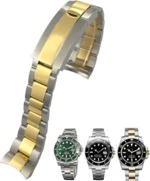 Curved End 316L Stainless Steel Watchband Fit for Rolex Submariner Fine-Tuning shipwright southernmost speak Pull Button Clasp Watch Strap 20mm 