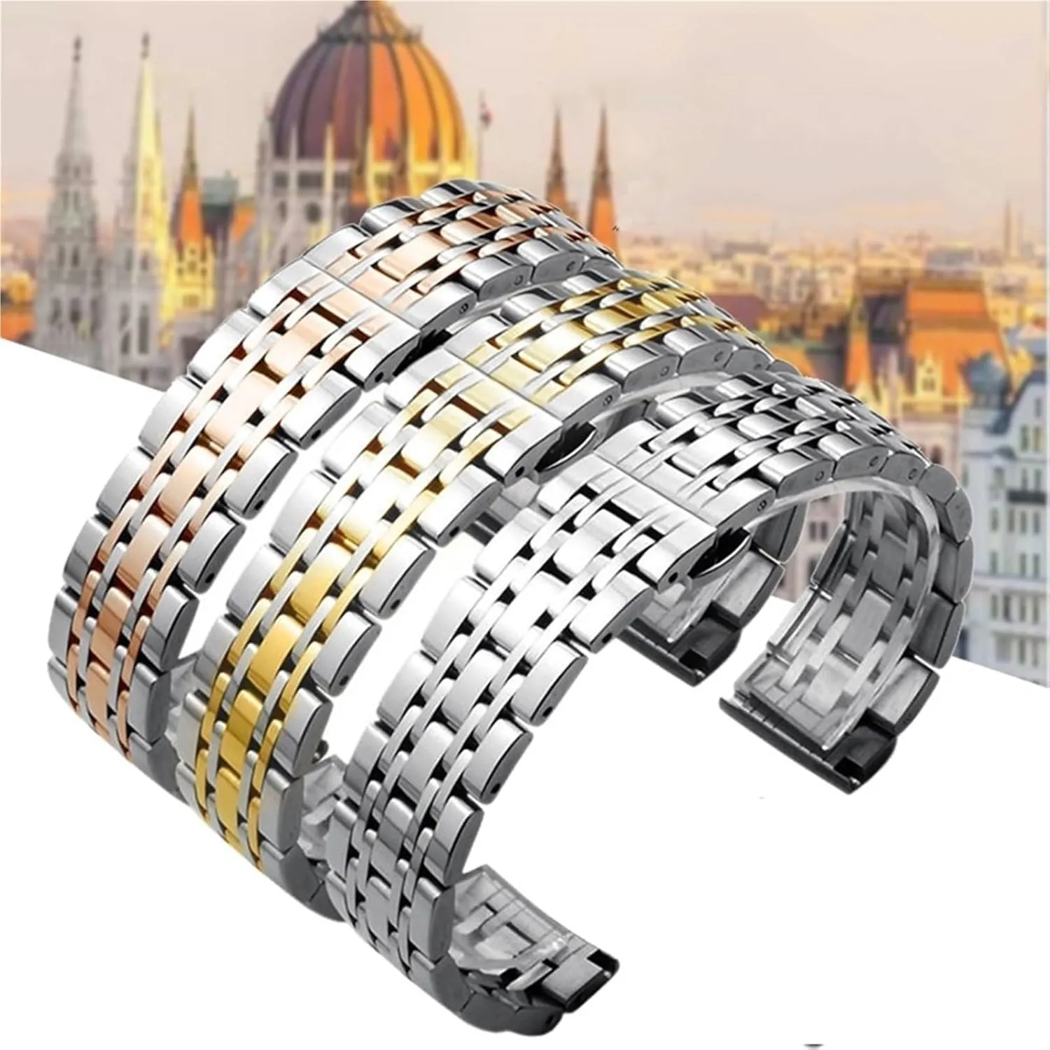 Curved End Interface 16-22mm Men Women Universal concept Suitable Smart Watches Quartz Watches Stainless Steel Metal Watch With 