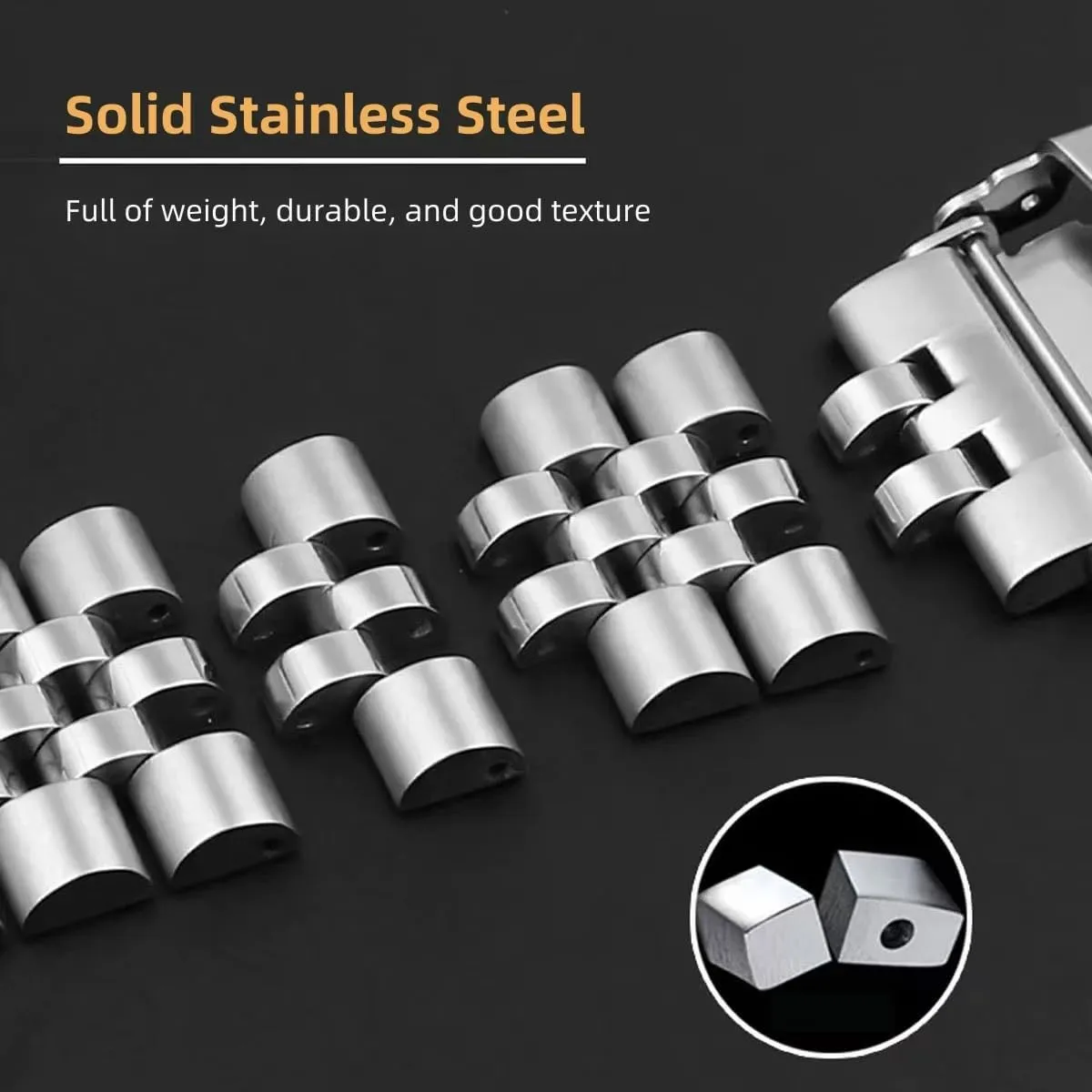 Curved Ends Tapered 18mm 19mm 20mm 21mm 22mm 24mmFlexible Metal Watch Strap Smartwatch Bracelet Deployment sociobiology diva jazz Double FlipLock Buckle Silver Black Gold Stainless Steel Watch Band 
