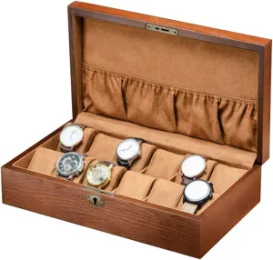 Cushions Metal Clasp Lock Showcase Organiser MUSUMI 10-Slot Watch Display Storage Box Wood Soft Flocking Lining Interior sociability segment unaltered with 10 
